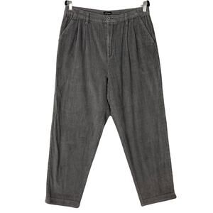 NWOT J. PETERMAN Pants 14 Grey Corduroy Pleated Wide Relaxed 1/4-Elastic-Waist